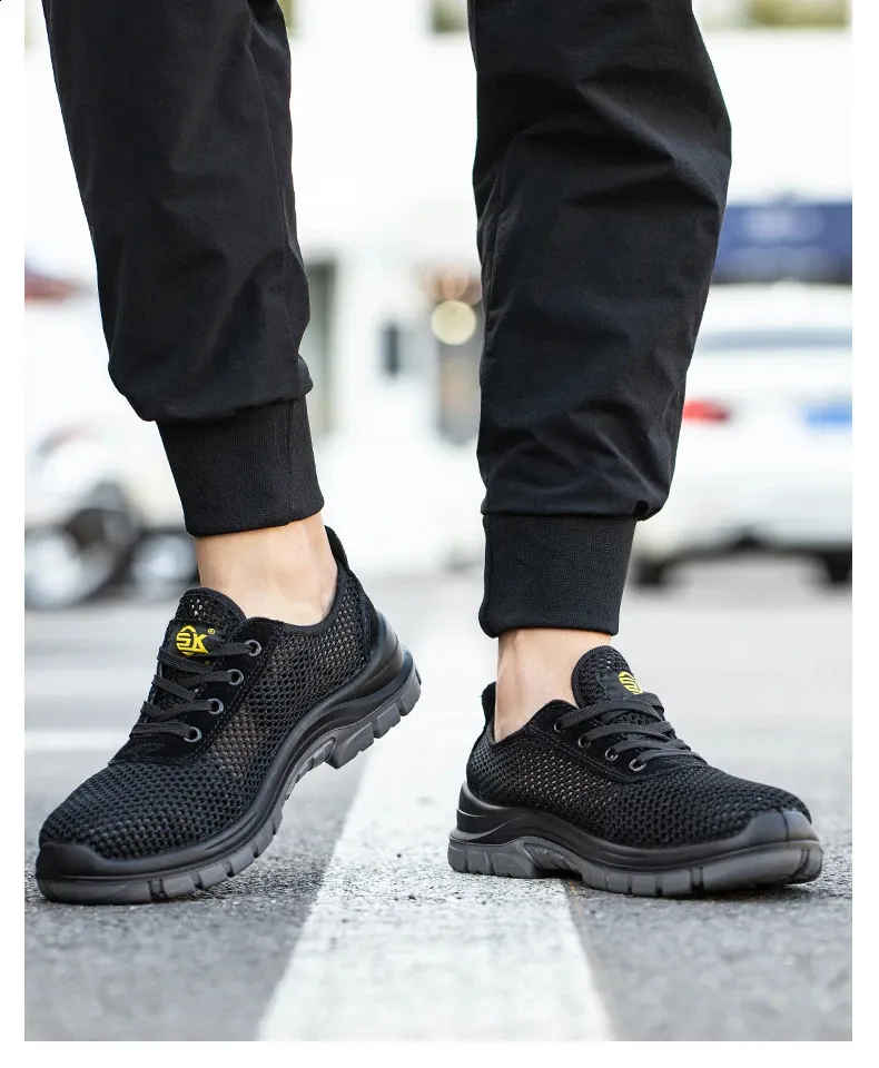 Chaussures pour hommes avec embouts en acier légers, adaptées aux travailleurs, sans besoin de transport, sécurité industrielle, tennis_voghion.com