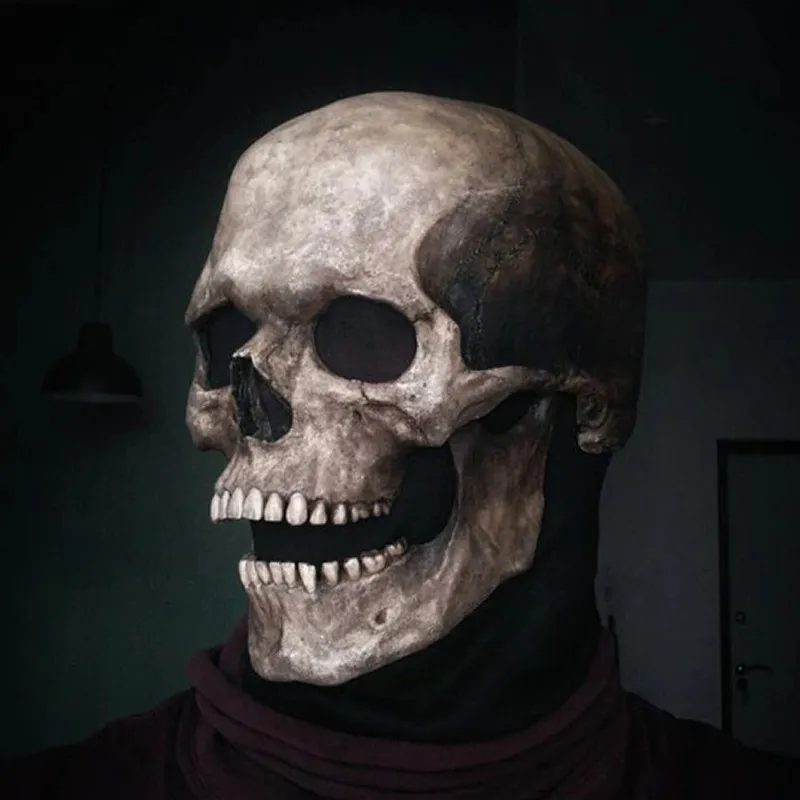 Halloween-juhlat, koko pään kallonaamio, jossa liikkuva leuka, pelottava lateksi, aikuisten kokoinen cosplay-naamiaiset_voghion.com