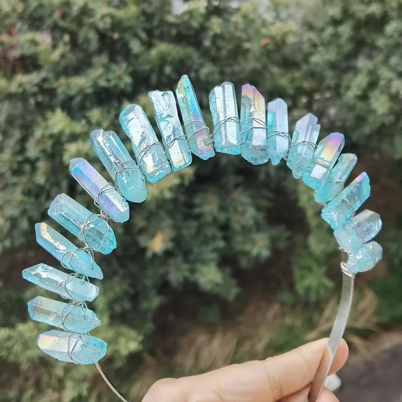 Wedding Real Crystal Quartz Druzy Crown Gothic Moon Raw Stone Wand Hairpin Tiara Witchcraft Comb Hair Woman Wed_voghion.com