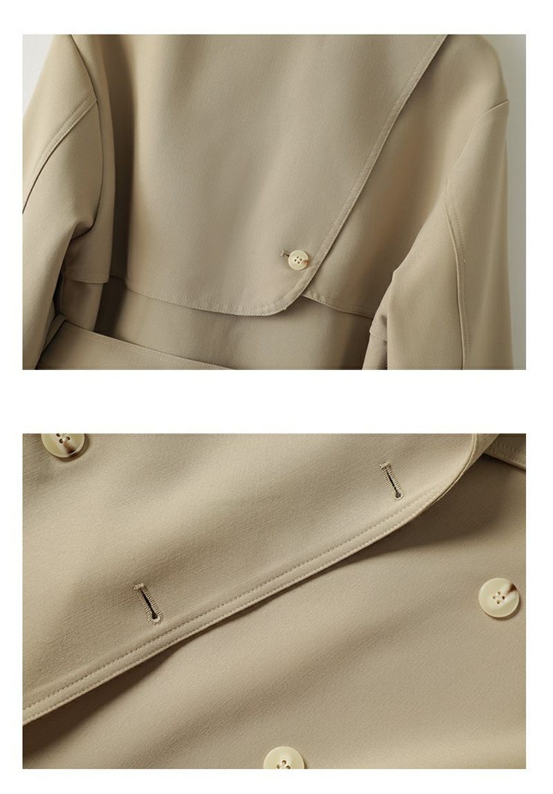 Women's autumn new long-sleeved lapel belted windbreaker jacket 8296_voghion.com