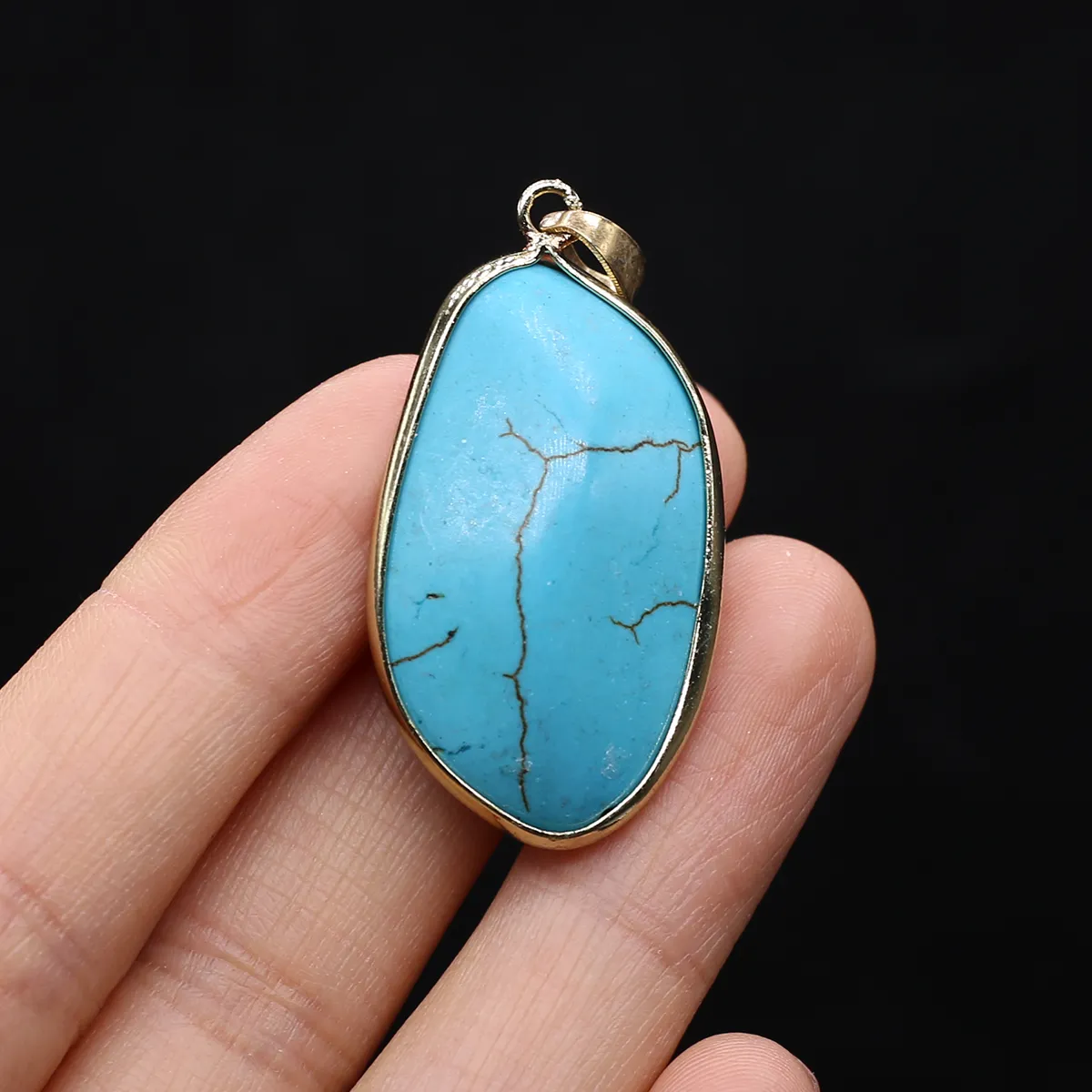 Collane con ciondolo in turchese naturale, forma irregolare, foglia trapezoidale, squisiti gioielli fai da te, collana e orecchino._voghion.com