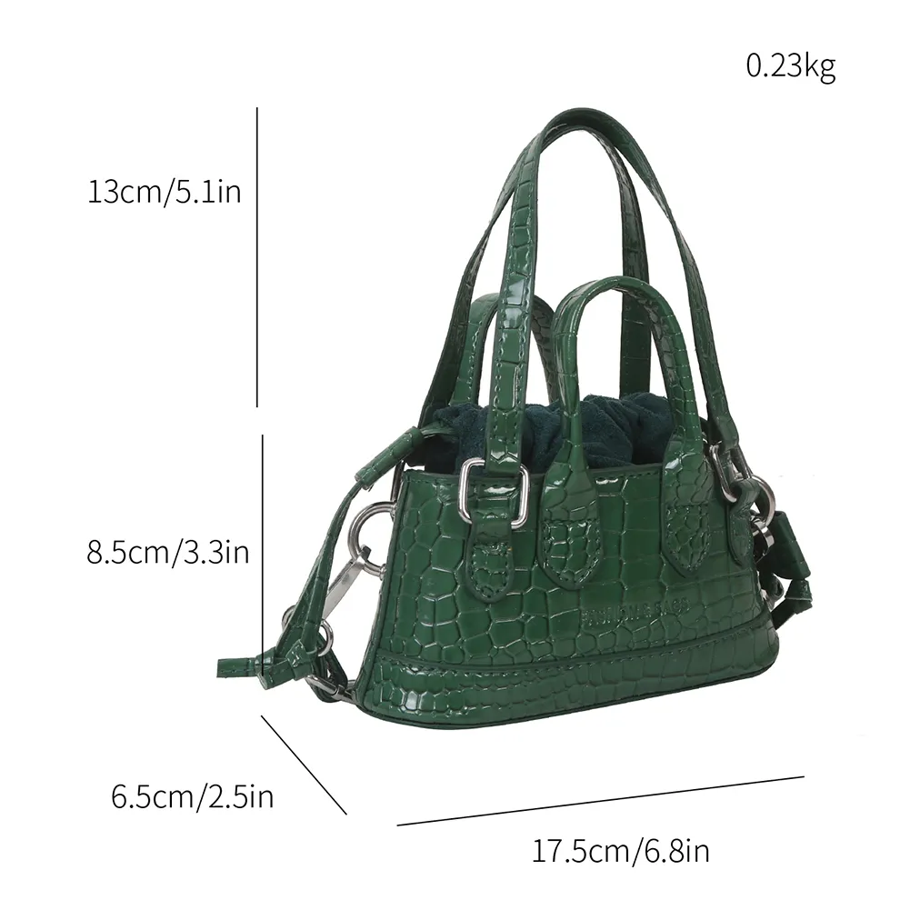 Women Messenger Solid Color Crocodile Pattern Crossbody Drawstring Fashion Capacity Girl High-quality Large Bag_voghion.com