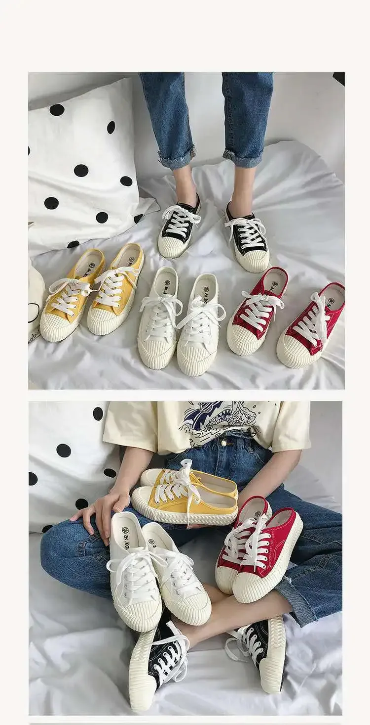 Halbschuhe aus Segeltuch mit runder Zehenpartie und flacher Unterseite im College-Stil, lässig, bequem, atmungsaktiv, vielseitiges Modebrett_voghion.com