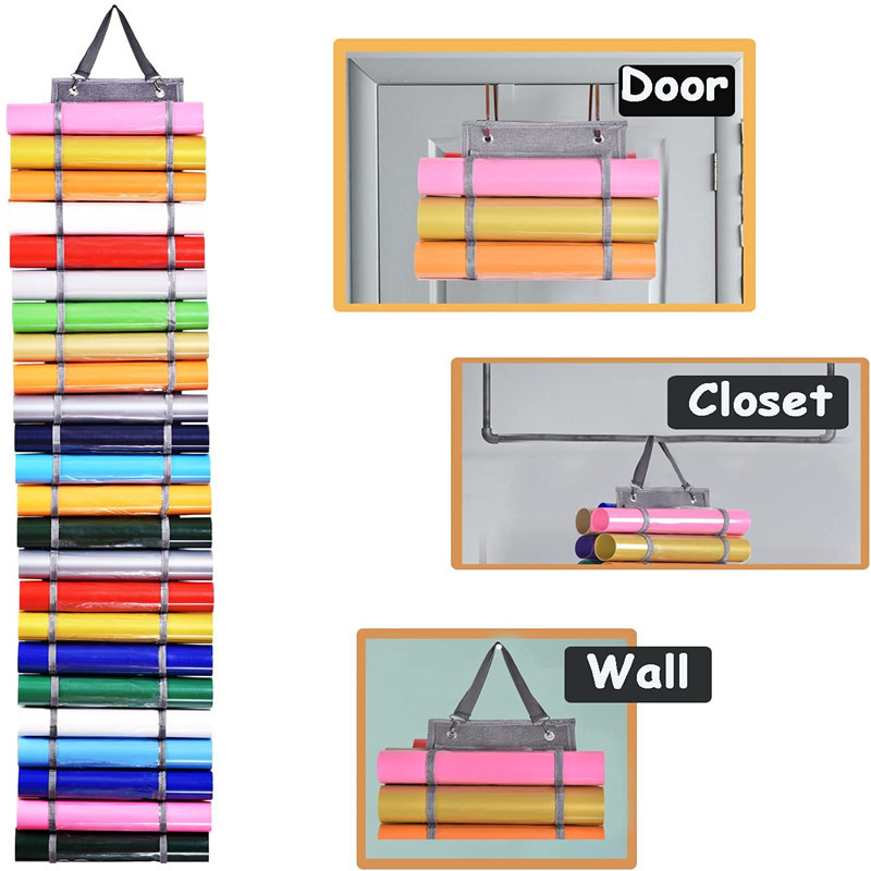 Vinylrulleholder Vinylopbevaringsarrangør hængepose Vægmonteret Craft vinylrullearrangørstativ bag dør hængepose_voghion.com