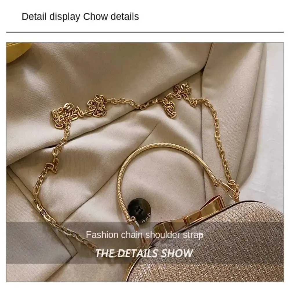 Geantă de seară pentru femei, geantă de mână strălucitoare în formă de inimă, geantă de umăr metalică cu lanț la modă, geantă crossbody pentru femei, purseC241218_voghion.com