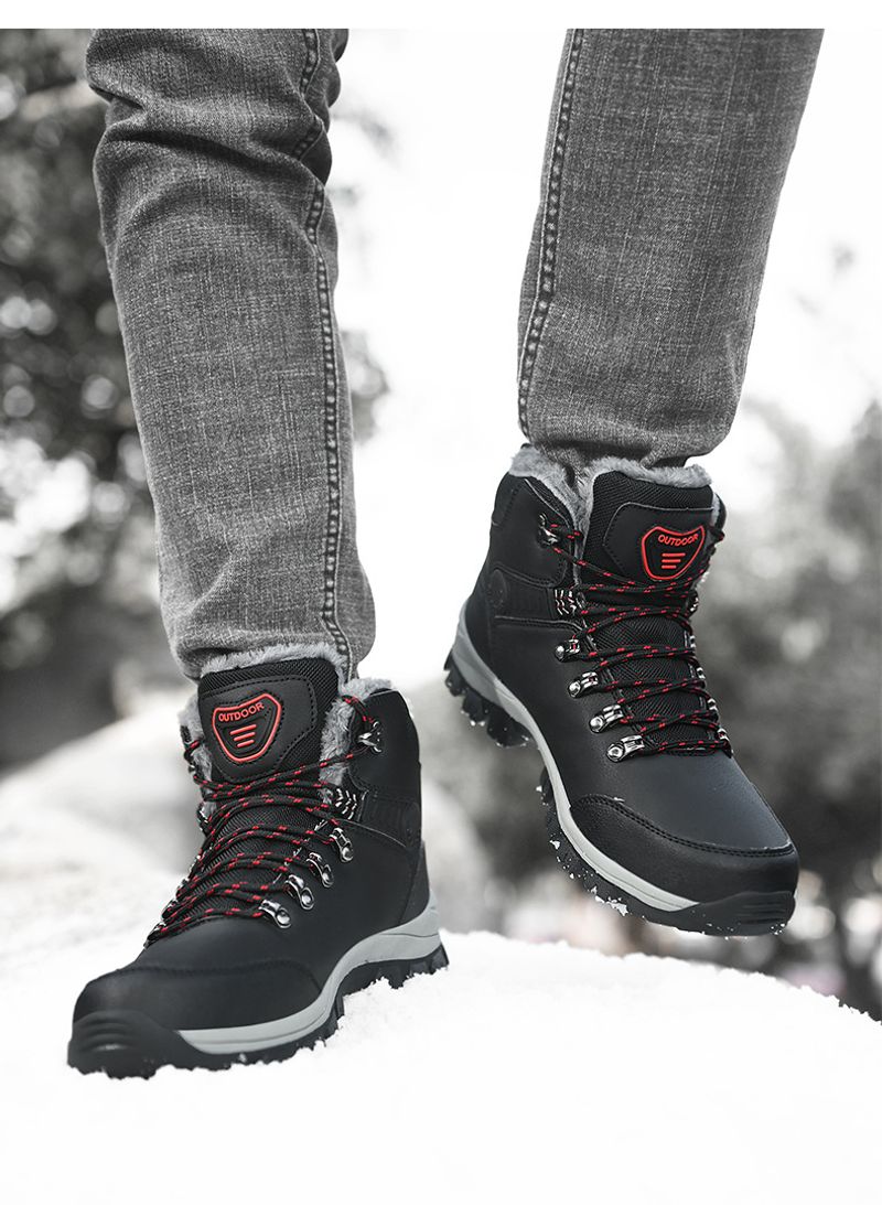 Herrenschuhe mit Fleece verdickt warme Schneestiefel Outdoor Herren High Top Nordost Baumwollschuhe_voghion.com