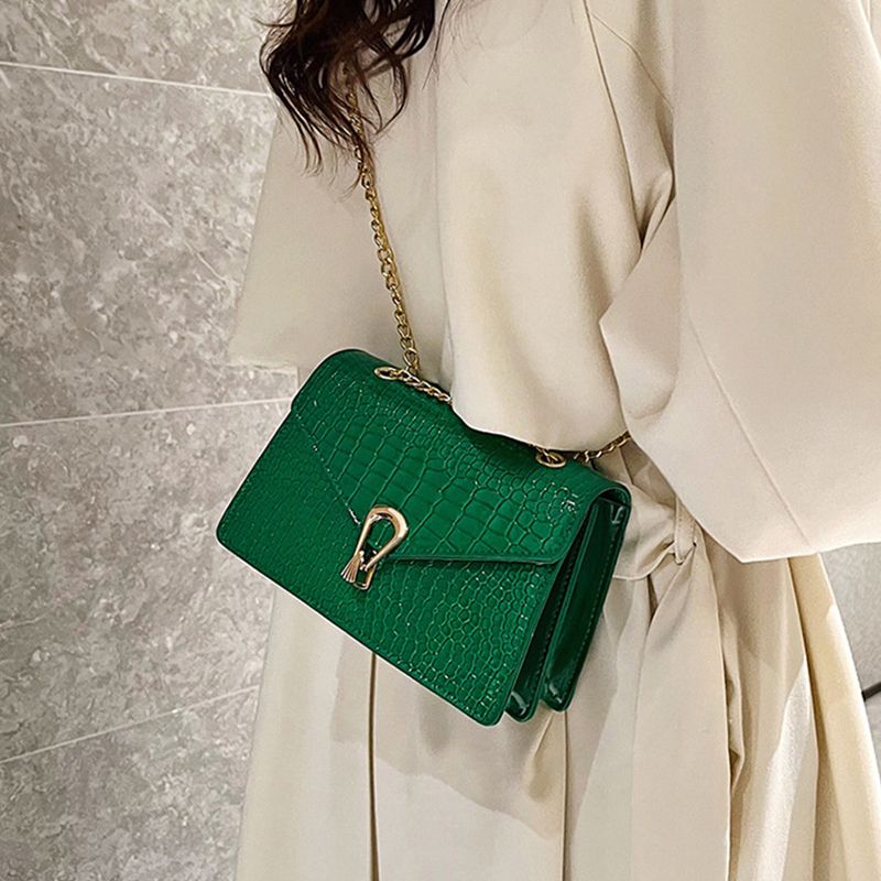 Krokodil Muster Schulter Taschen Für Frauen Mode Ketten Squre Tasche Geldbörse Weiblichen Pu Leder Crossbody Handtasche_voghion.com