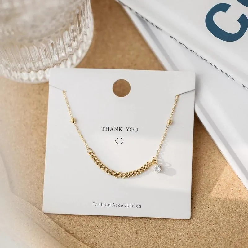 Pendant Necklaces YUN RUO 18 K Gold Plating Vintage Chain Zircon Necklace Fashion Titanium Steel Jewelry Woman Birthday_voghion.com
