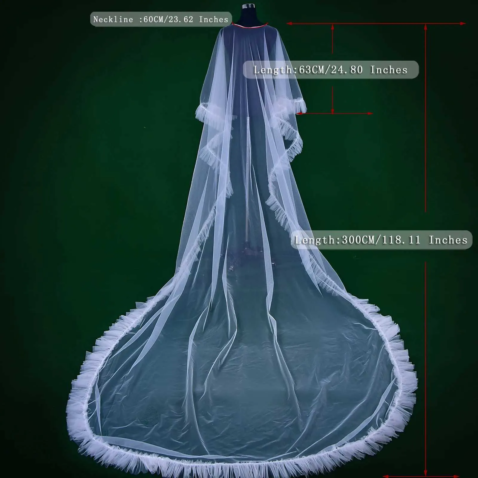 Hårsmycken Dam MZB19 Lång Brudslöja Plus Storlek Bolero Elegant Damjacka Bröllopsgäst Katedralmantel_voghion.com
