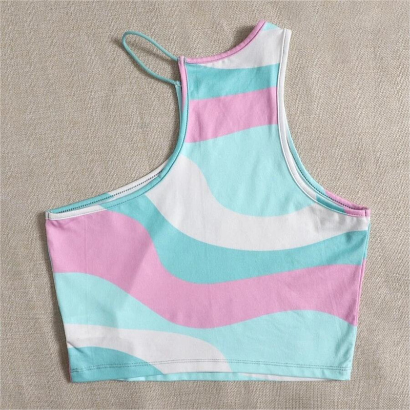 Canotta donna corta arcobaleno senza maniche crop top_voghion.com