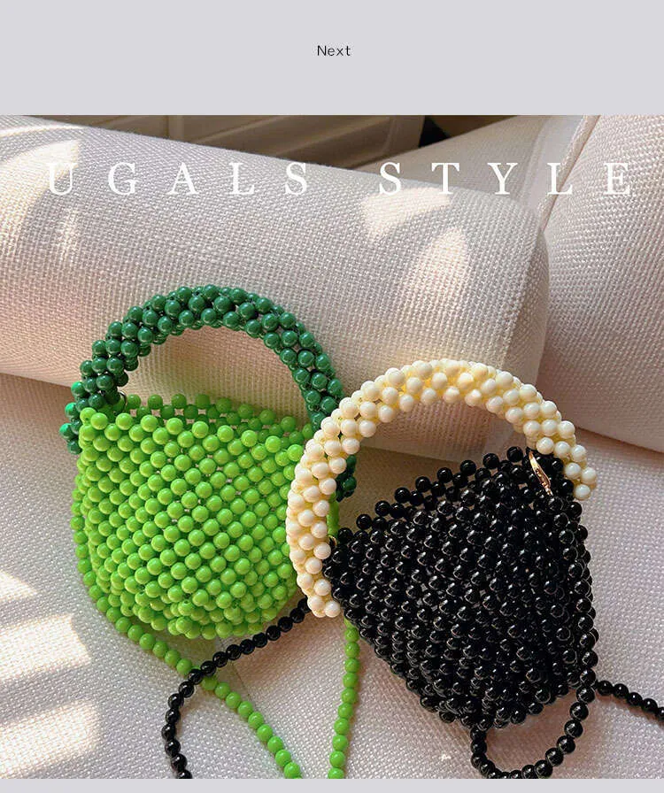Mini Beaded Shoulder Bag For Women, Handmade Candy Colour Handbag_voghion.com