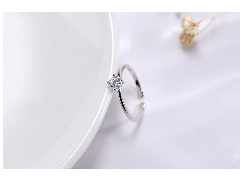 Wanying Jewelry Four Claw S Ren Silver Koreansk Utgåva Presentdiamantring Enkel och Snygg Mångsidig_voghion.com