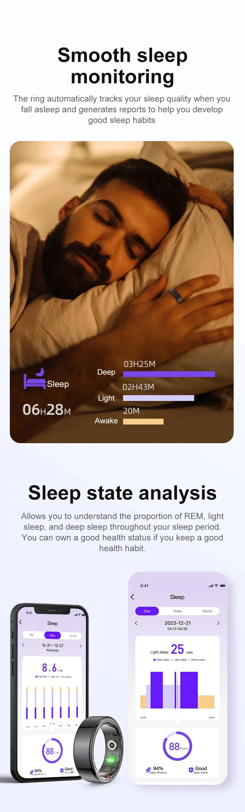 Ola Espirte est Technology Health Smart RIng Fiess Trackers Ring heart Rate Monitor Sleep for Xiaomi Sr200 M1 R3 240507_voghion.com