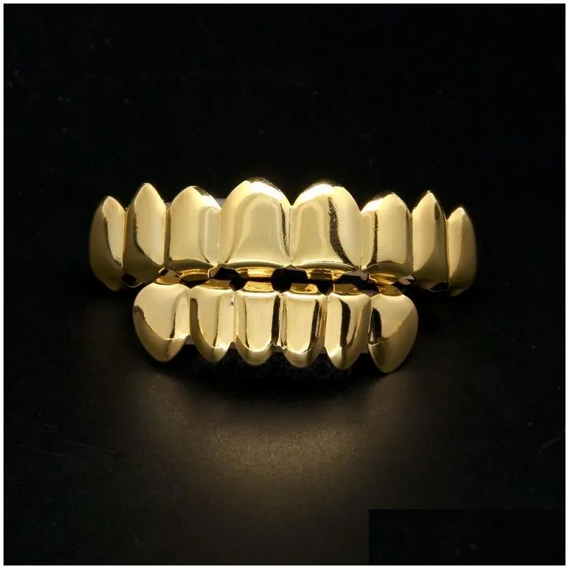 Grillz Dentalgrills Herren Goldzähne Set Mode Hip Hop Schmuck Hohe Qualität Acht 8 Top Zahn Sechs 6 Bottom Drop_voghion.com