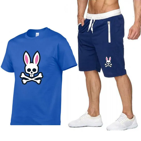 Survêtements pour hommes Summer Sports de plein air Jogging Costume à manches courtes Ghost Rabbit Print Coton Tshirt Shorts Casual_voghion.com
