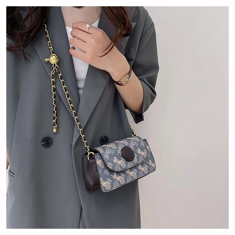 Free Shipping Single Shoulder Bag For Women Handheld Fashion Printed Wide Shoulder Chain Casual Diagonal Cross Bag_voghion.com
