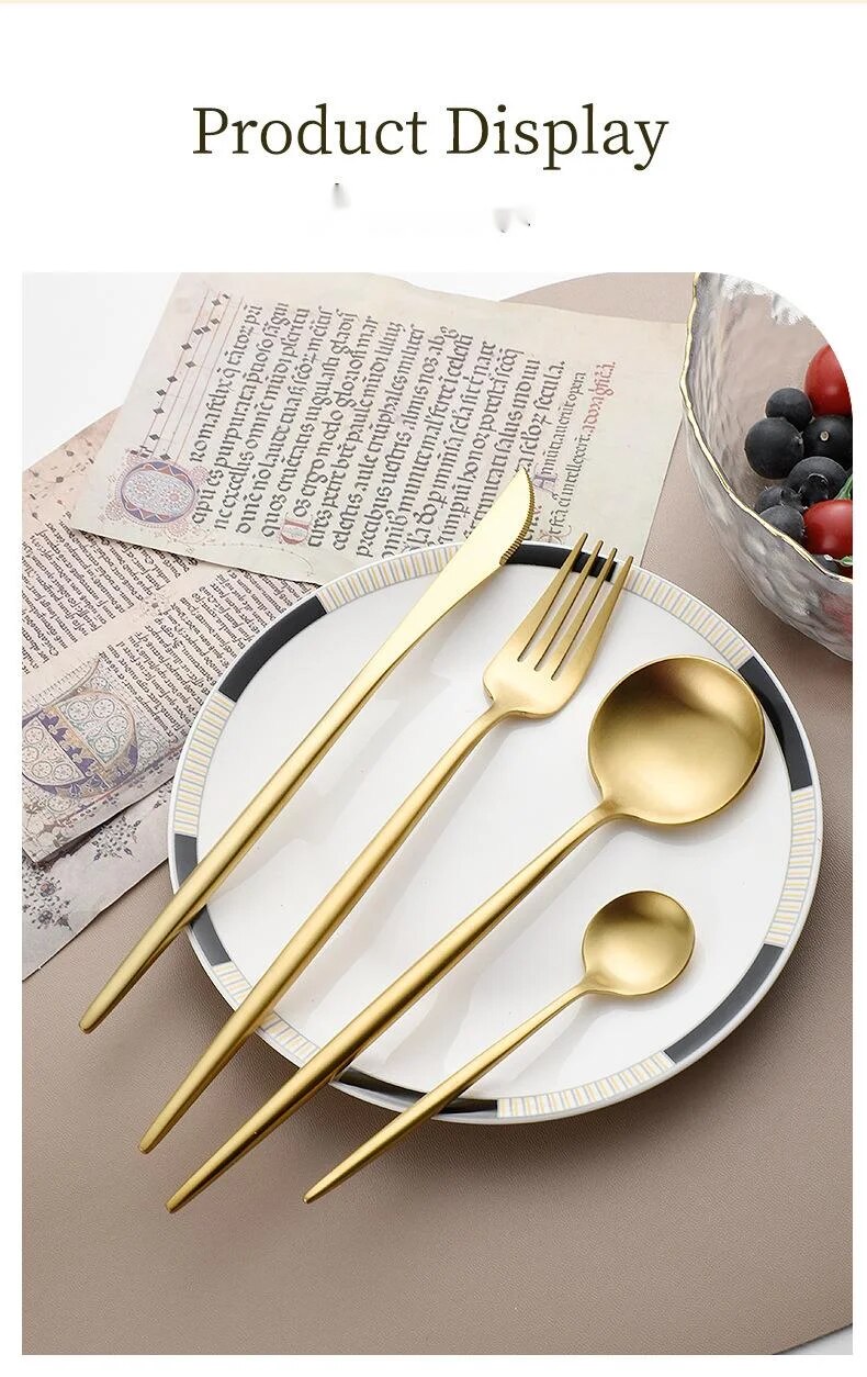 Portugal 304 stainless steel cutlery thickened Western style steak knife, fork, dessert spoon_voghion.com