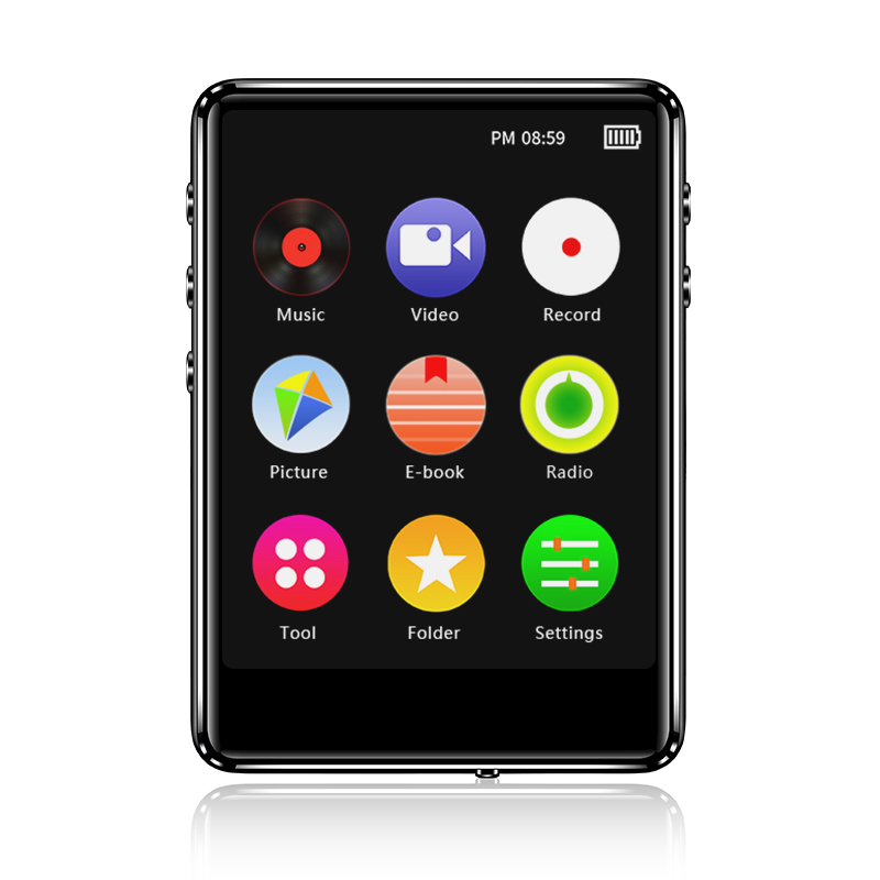 Original metal MP4 player Bluetooth 5.0 touch screen 2.4 inch built-in speaker MP3 with e-book radio recording video playback_voghion.com