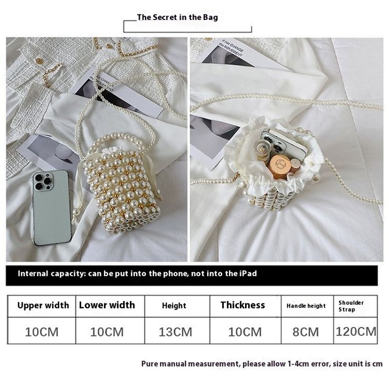 Handgefertigter gewebter Eimer 2024 Neue koreanische Perlenhandtasche für Damen mit einer Schulter_voghion.com