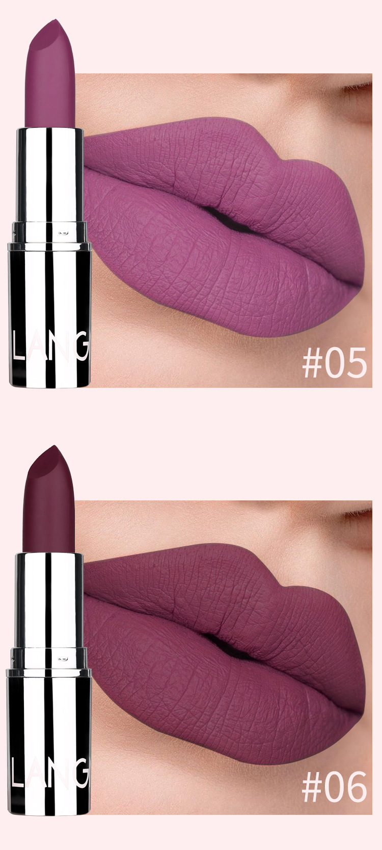Langmanni Velvet Matte Lipstick - Non-Sticky, Long-Lasting, 8 Highly Pigmented Shades (01-08) - Smudge Proof, Moisturizing, Cruelty-Free Lipstick_voghion.com