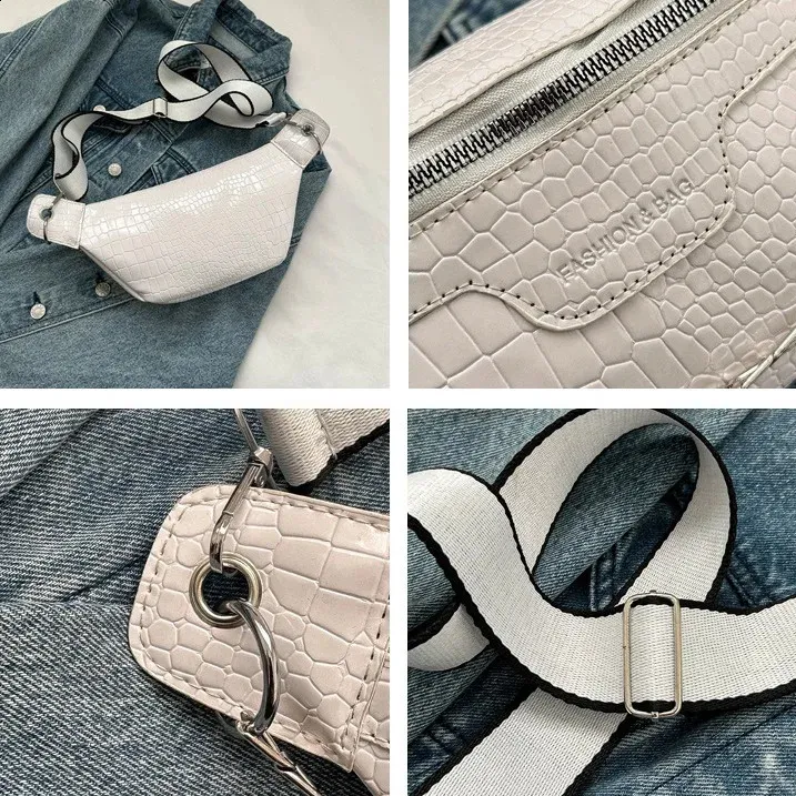 Vintage-Muster PU-Ledertaschen für Frauen Kette Gürteltaschen weibliche Hüfttasche Damen Umhängetasche Brusttasche 240729_voghion.com