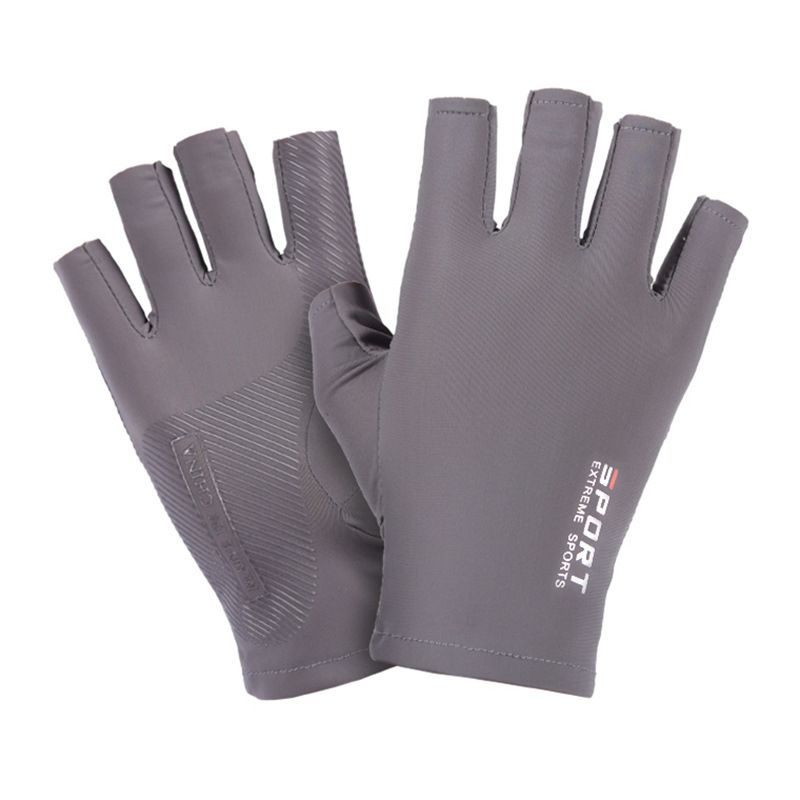 Unisex Ice Silk Half Finger Cycg Fiess Driving High Elastic Sun Protection Gloves_voghion.com