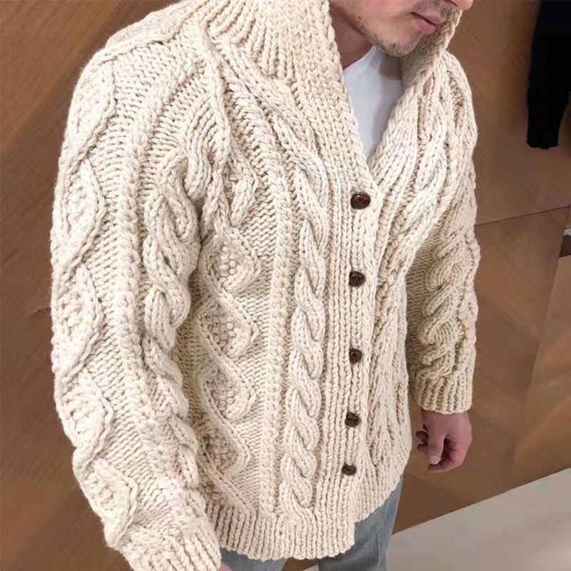 Neu Pullover Strickjacke Gekleidet Lange ärmeln Stehkragen Twisted Jacquard Casual_voghion.com