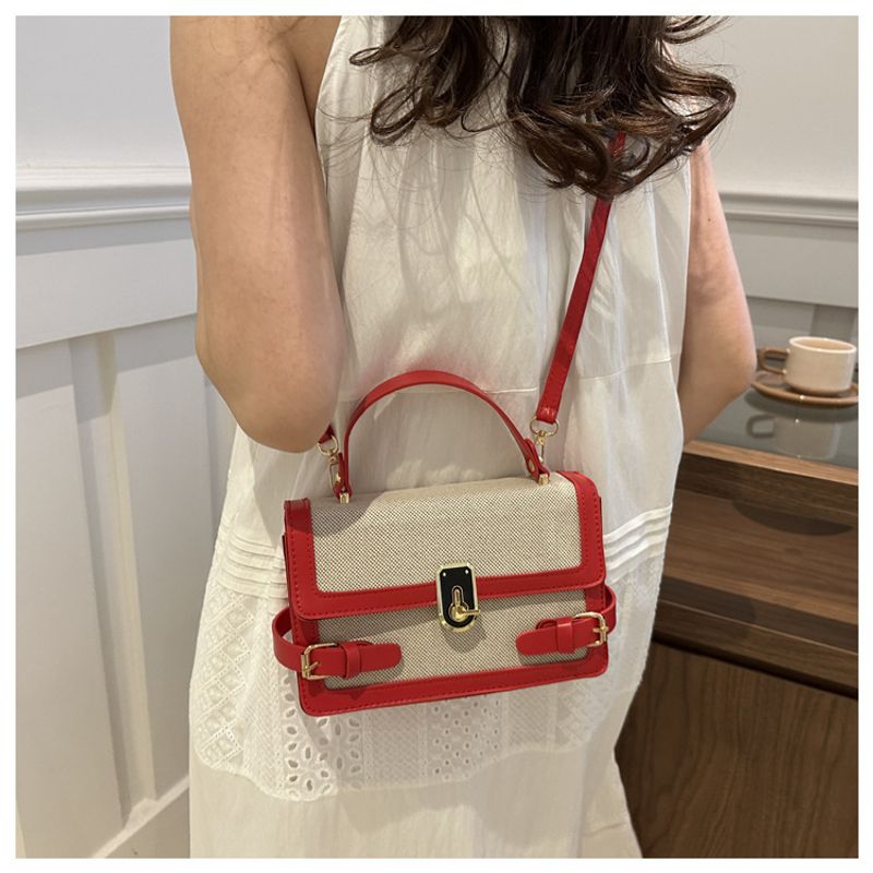Women's Contrast Color This Year Popular Trend Ins Hand Held Single Shoulder Crossbody Ladies Small Square Bag_voghion.com