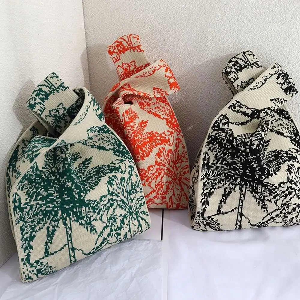 Sac à main tricoté à la main, chaud, mini nœud, décontracté, coloré, sac de courses réutilisable pour étudiant Y241106_voghion.com