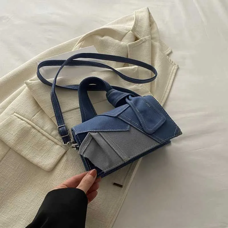 Women Denim Crossbody Bags Designer Jeans Bag New Small Square Handbag Knotted Handle Tote Messenger Ba241116_voghion.com