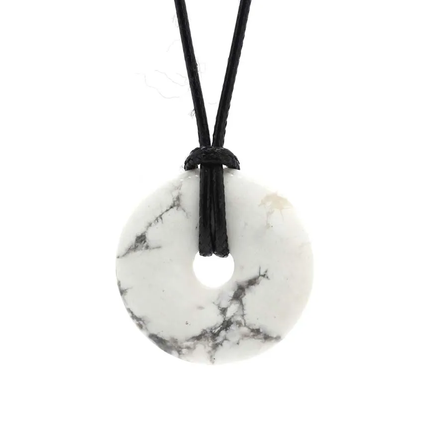 Colliers pendentifs KFT 30 mm Cercle Donut Naturel Guérison Cristal Quartz Collier Lapis Lazuli Opale Pierre Amulette Porte-Bonheur_voghion.com