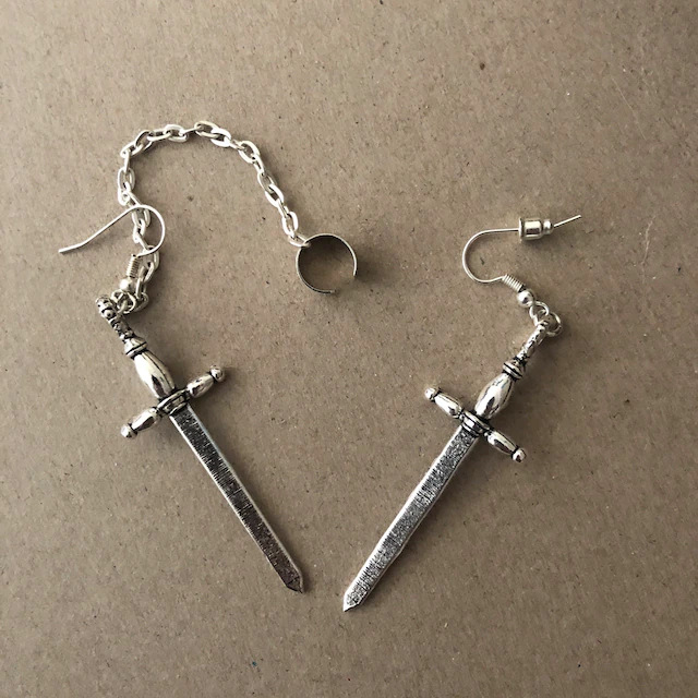 Boucles d'oreilles Boucles d'oreilles gothiques Boucles d'oreilles épée_voghion.com
