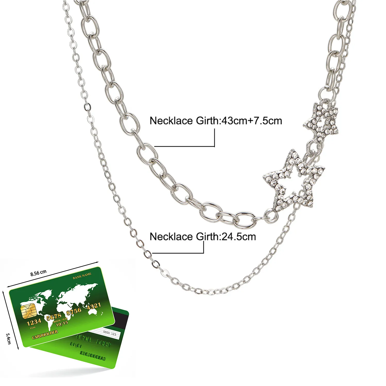Collane con ciondolo Stella lucida Collana girocollo con nappa a strati Gioielli per donna 2024 Moda Pentagramma Catena color argento_voghion.com