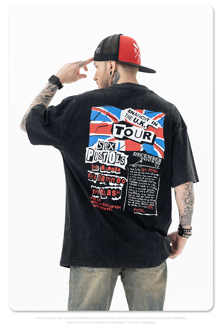 Vêtements pour hommes SUP | T-shirt à manches courtes pour hommes, nouvelle marque de mode d'été 2024, groupe de punk rock High Street_voghion.com