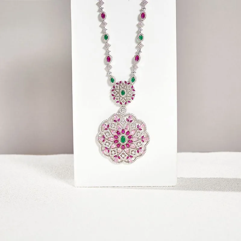 Orecchini pendenti con fiori di cristallo alla moda, collana girocollo, gioielli da sposa, regalo_voghion.com