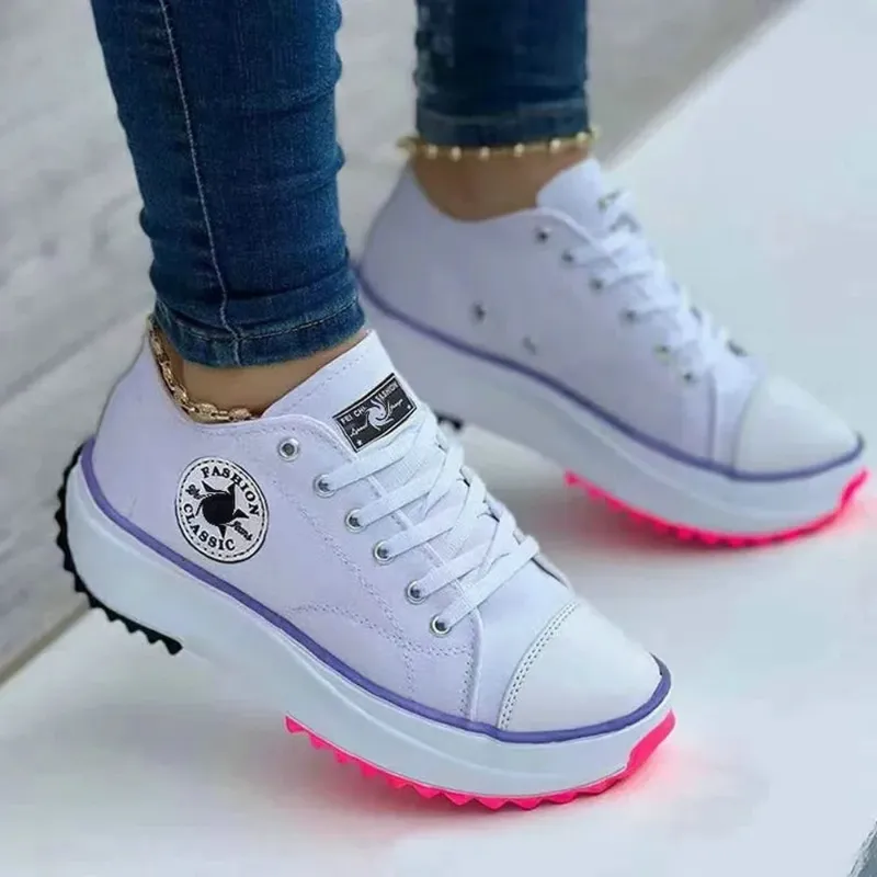 Spring New Low-cut Single Shoes For Women, Thick-soled Canvas Shoes, Available Now, Platform Soles, Large Sizes For Women, Sizes 35-43_voghion.com