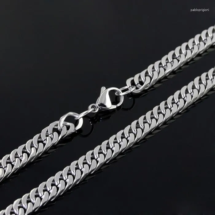 Chaînes 8/10/12/15/17/19MM de large en acier inoxydable couleur argent chaîne cubaine pour hommes et femmes collier ou bracelet 7-40" bijoux_voghion.com