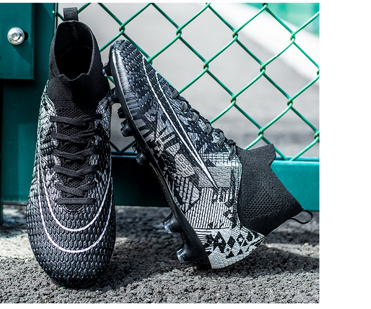 Cleats Men Soccer Shoes Football Boots Grass Training Match Sneakers Ultralight Non-Slip Long Spikes Unisex_voghion.com