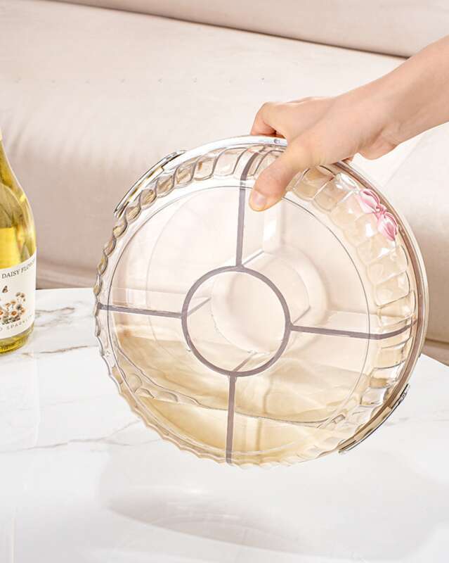 Haushaltstablett, Wohnzimmer, leichter Luxus, High-End-Gefühl, Couchtisch mit Deckel, Kunststoffband, unterteilte Snacks, Obst_voghion.com
