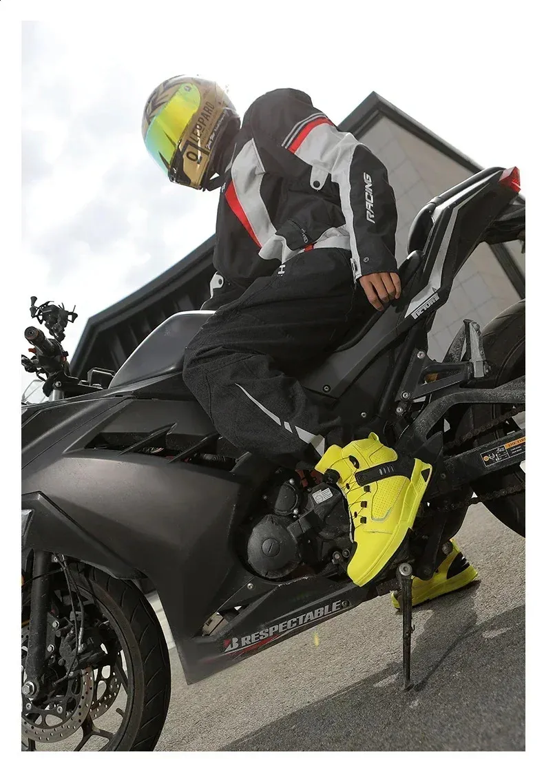Motorcycle Riding Shoes For Men Black Protective Boots All Season_voghion.com