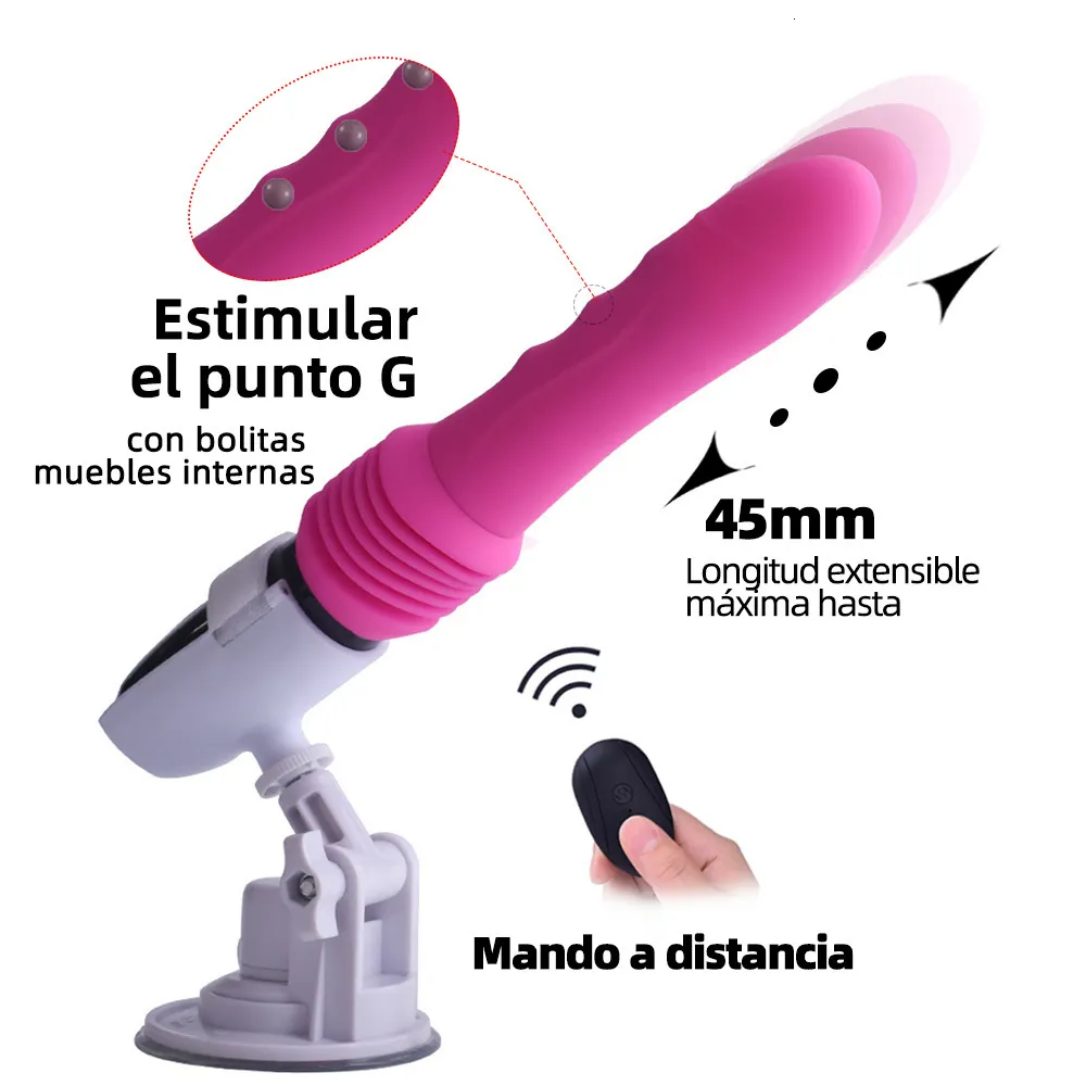 Jouets pour adultes Sex Machine télescopique Pistolet de traction et d'insertion automatique Masturbateur pour femmes Stimulation par vibrations_voghion.com