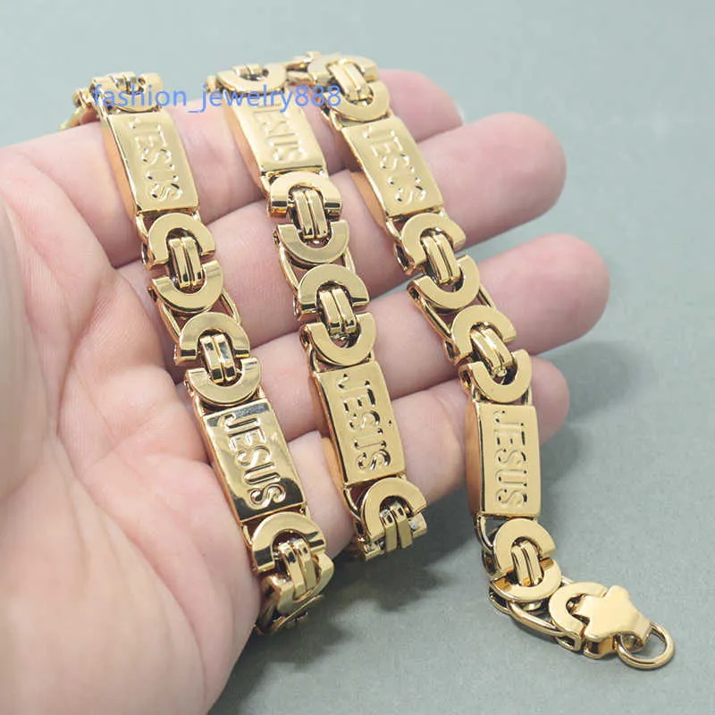 SET DI GIOIELLI Set di bracciali con collana in acciaio inossidabile a maglia piatta bizantina con catena da uomo da 11 mm_voghion.com