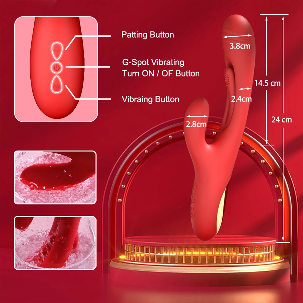 XBONP Rabbit Tapping Vibrators Vibrator Wand Silicone Rose Toy G Spot Vibrator 21 Vibrating Modes Sex Toy For Women_voghion.com