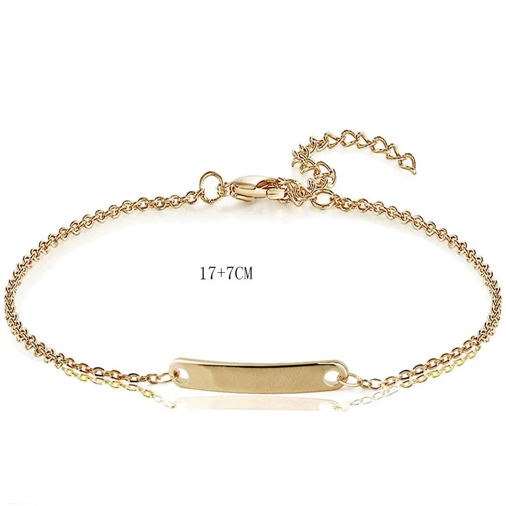 Pulsera de barra en blanco de acero inoxidable con nombre personalizado y dijes iniciales para mujeres, joyería personalizada_voghion.com