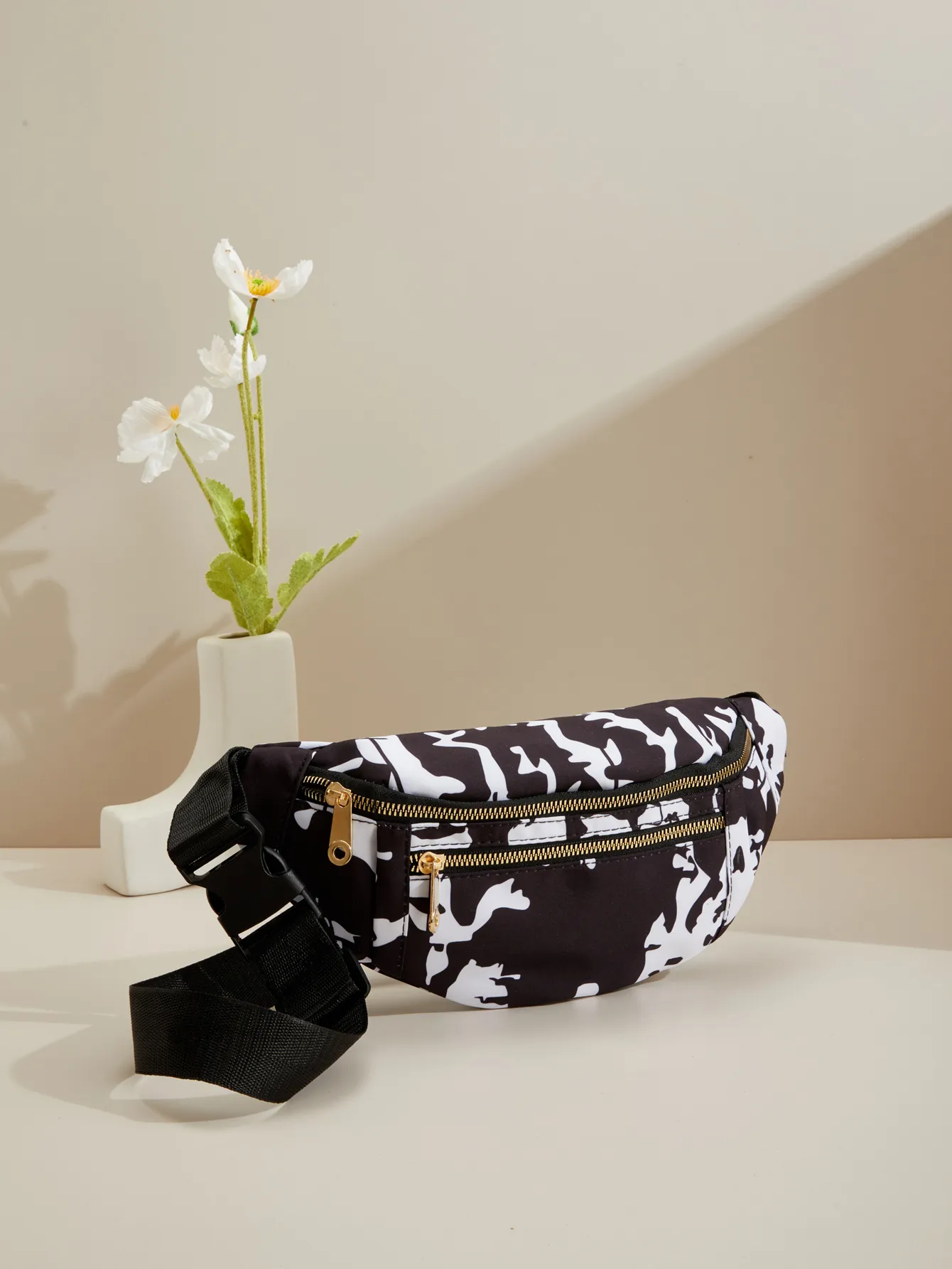 Marsupio con motivo a mucca, piccolo marsupio a tracolla per donna, alla moda, con cintura toracica, per sport, allenamento e viaggi_voghion.com