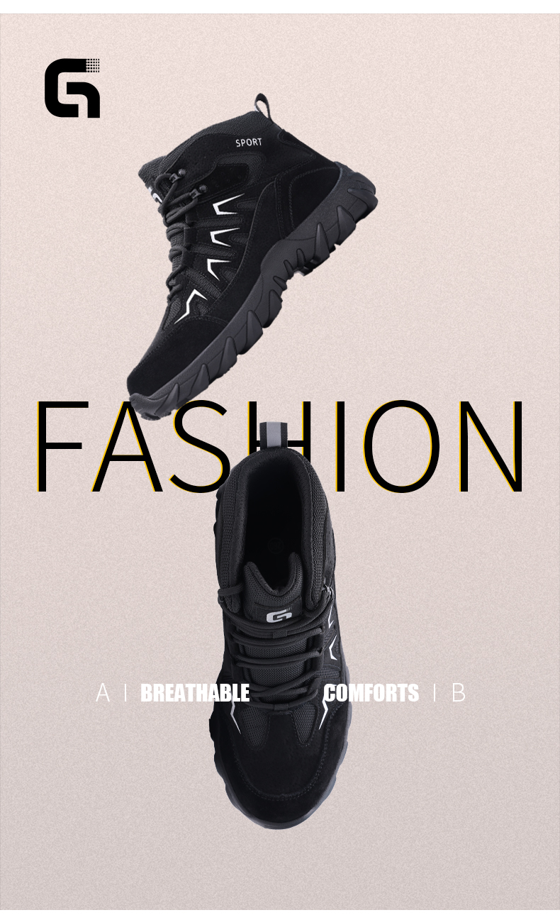 GUYISA Scarpe antinfortunistiche con punta in acciaio, stivali anti-sfondamento e perforazione, resistenti all'usura, taglio alto 5057BK 38-45_voghion.com