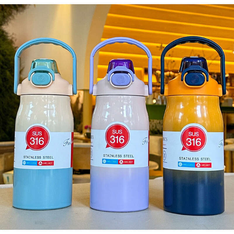 Nouvelle tasse à eau isotherme en paille 3D dégradée pour étudiants, avec une grande capacité et une grande esthétique_voghion.com