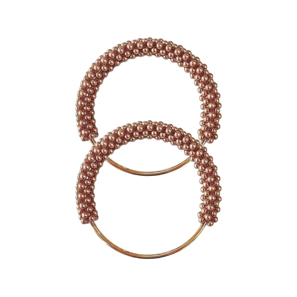 2pcs High-grade Purse Pearl Replacement Round Handle Clutch Handbag Handles DIY Handmade Crochet Bag Accessories_voghion.com
