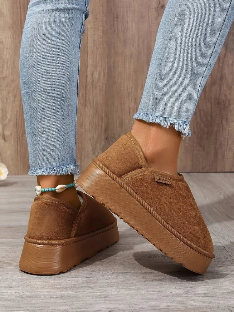 Bottes de neige courtes et élastiques pour femmes, nouvelle collection hiver 2024, en polaire, pour le froid, le chaud et l'épaisseur, semelles souples, chaussures en coton_voghion.com