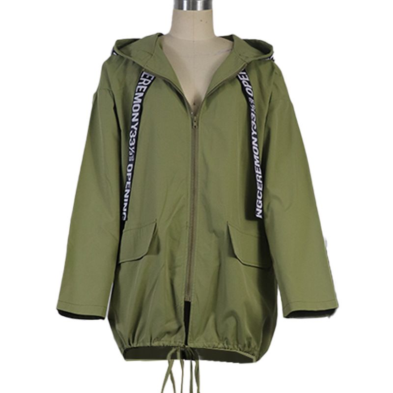 Women's Clothing autumn and winter women's casual loose hooded zipper raincoat cloth windbreaker jacket_voghion.com